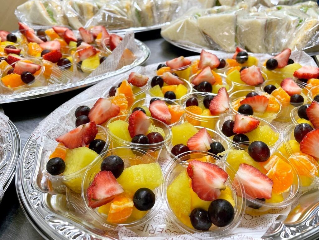 Platter of seasonal fruit cups
